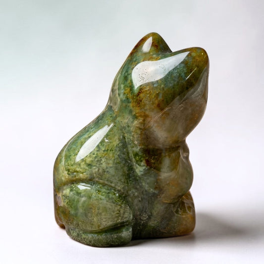 Ocean Jasper Crystal Cat Carving - Madagascar