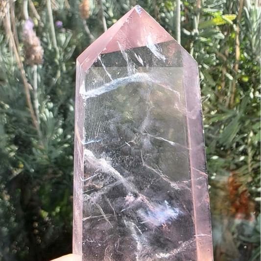 Pink Banded Fluorite Crystal Tower with High Clarity
