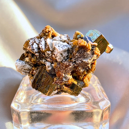 Iridescent Pyrite on Druzy Matrix Cluster - Veracruz, Mexico