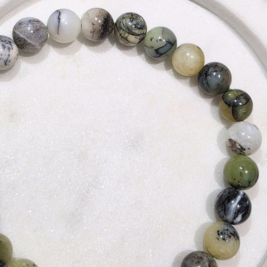 Natural Green Opal 8mm Crystal Bracelet - Madagascar