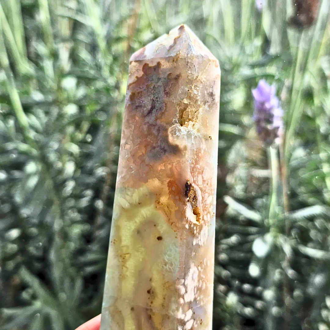 Natural Green Flower Agate Tower - Madagascar