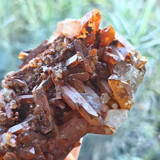 Natural Tangerine (Hematite) Quartz Cluster - 172g, 11cm