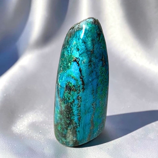 High Grade Peruvian Chrysocolla with Malachite & Quartz Freeform