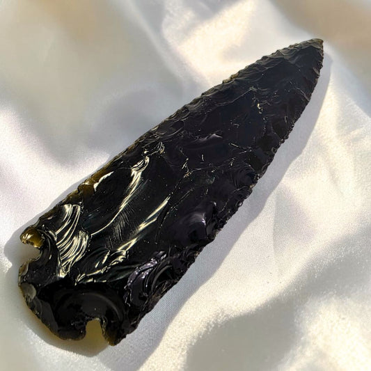 Large Black Obsidian Arrowhead – 11cm