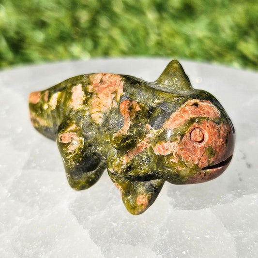 Unakite Axolotyl Mini Crystal Carving