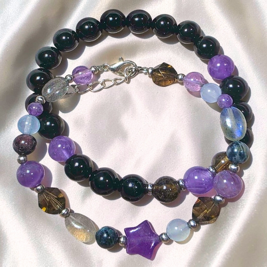 Midnight Veil Bracelet | Amethyst, Aquamarine, Labradorite & Tourmaline Jewellery