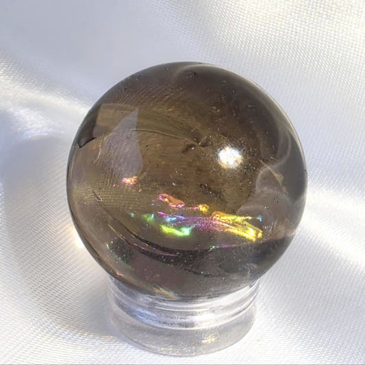 Smoky Quartz Small Sphere with Rainbows