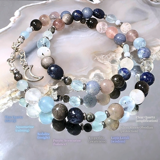 Cirrus Necklace | Aquamarine, Lapis Lazuli & Obsidian Crystal Jewellery