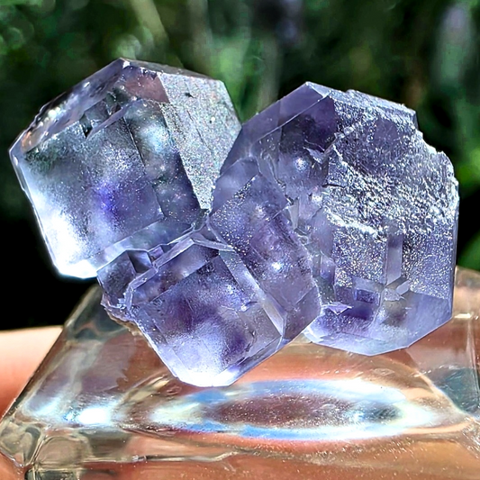 Dodecahedron Zoned Fluorite on Needle Quartz