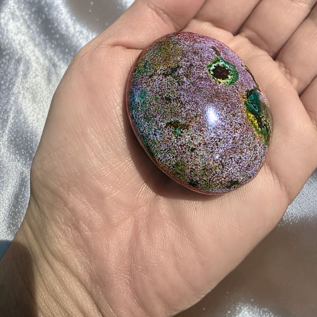 Purple & Green Ocean Jasper Palm Stone | Madagascar