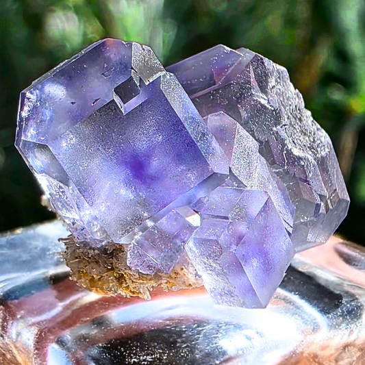 Dodecahedron Zoned Fluorite on Needle Quartz