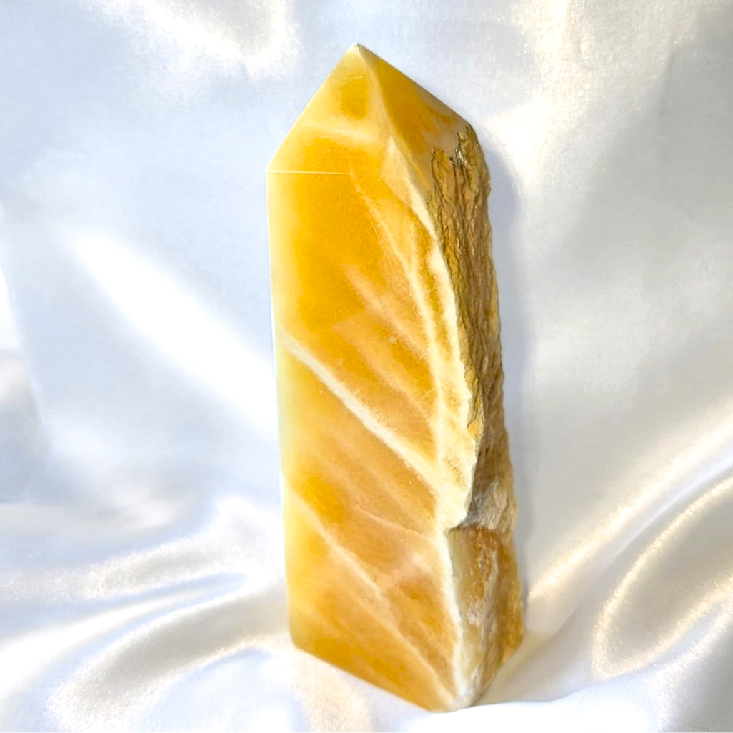 Large Banded Calcite Semi-Polished Tower - 350g