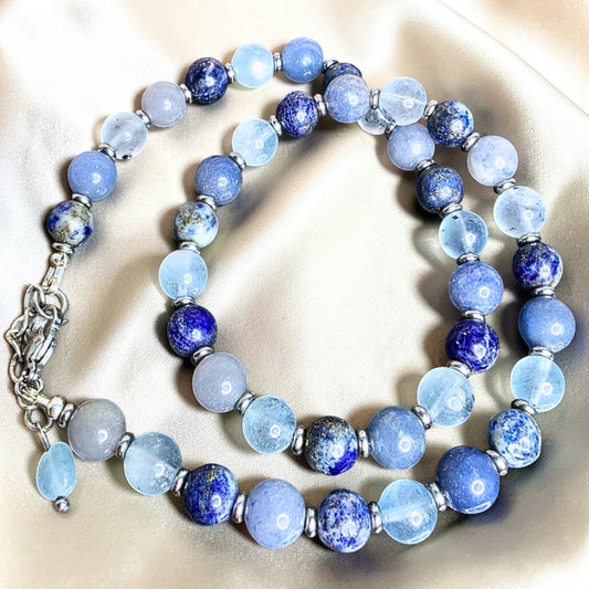 Blue Haven Necklace | Aquamarine, Blue Quartz & Lapis Lazuli Crystals