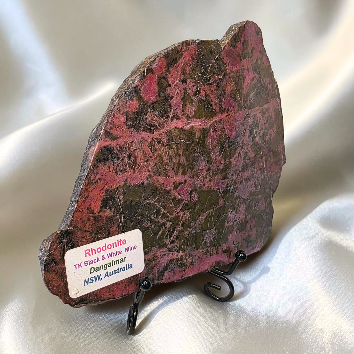 Large Collector Australian Rhodonite Slab - Dangalmar NSW - 408g, 15.4cm