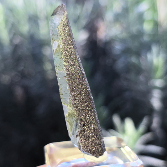 Rare Druzy Lithium & Hematite with Chlorite in Quartz Laser Point