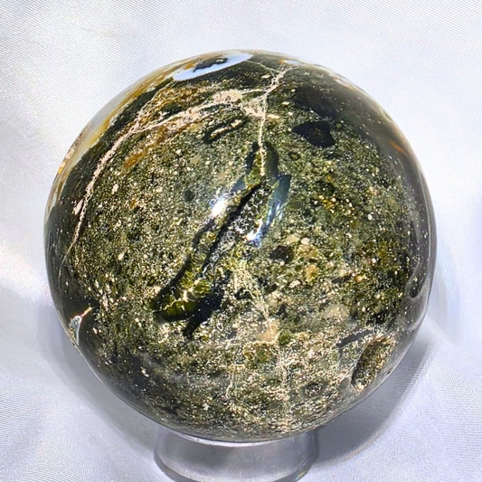 Large Pink, Green & White Druzy Ocean Jasper Sphere - 460g