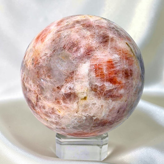 High Grade Sunstone & Black Tourmaline Crystal Sphere - 227g