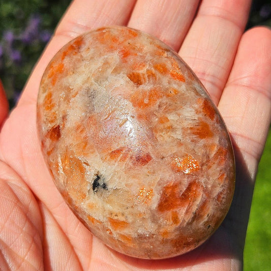 Sunstone & Smoky Quartz & Black Tourmaline Palm Stone