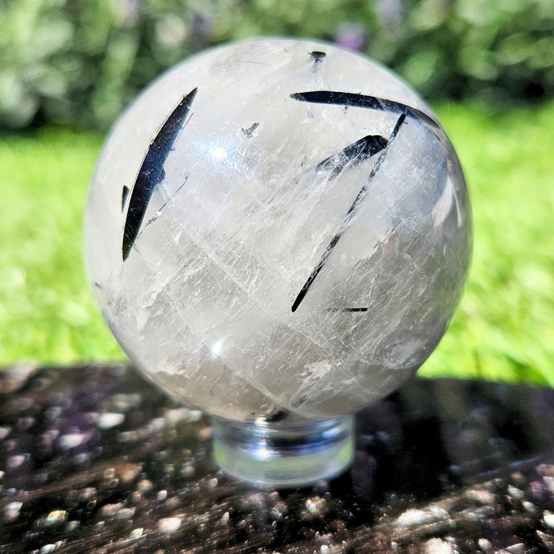 Tourmaline in Quartz Crystal Sphere