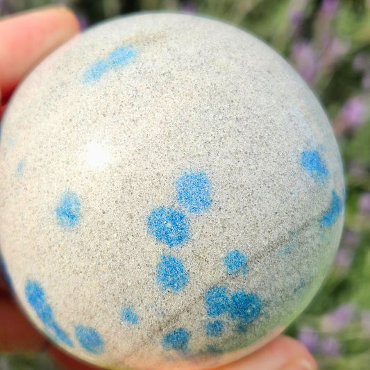 Blue Apatite in Cleavelandite Sphere - 444g