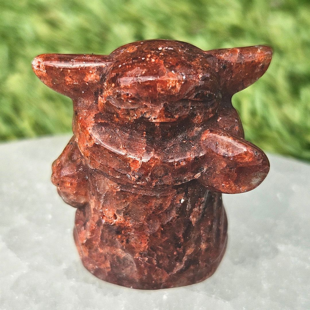 High Grade Fire Quartz Baby Yoda Crystal Carving