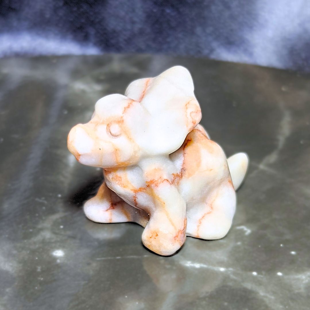 Red Network Picasso Jasper Mini Crystal Dinosaur Carving