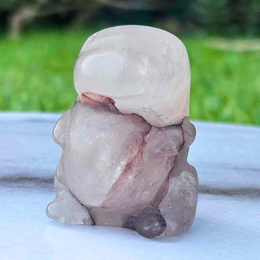 Clear Quartz & Smoky Quartz Hematite Chubby Dino