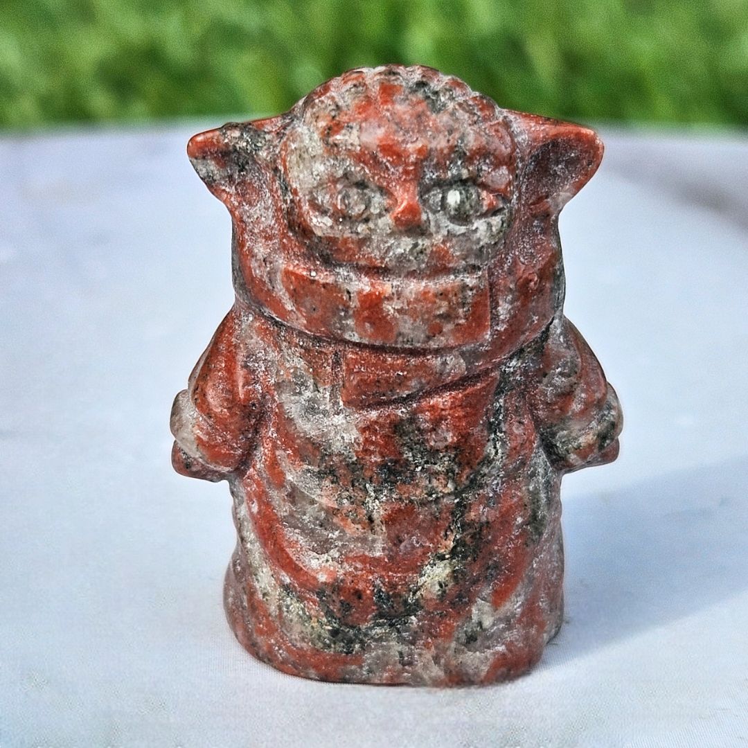 Red Jasper Mini Yoda Carving