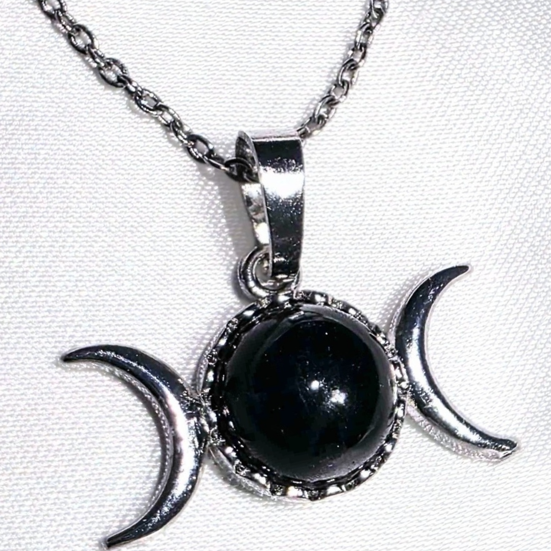 Obsidian Triple Moon Necklace
