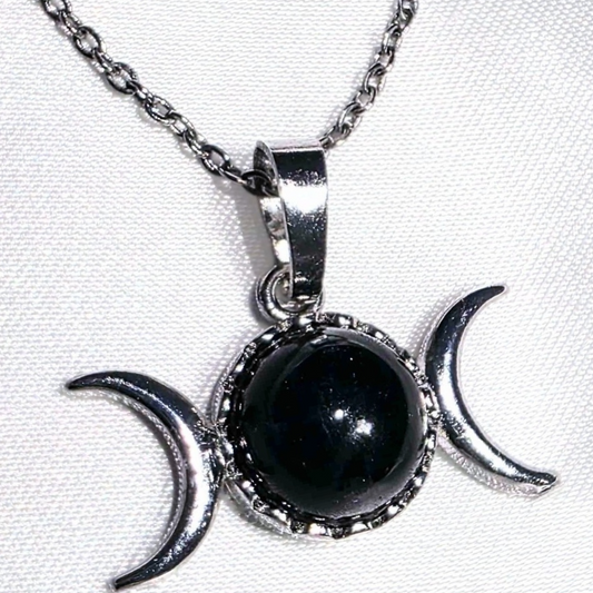 Obsidian Triple Moon Necklace