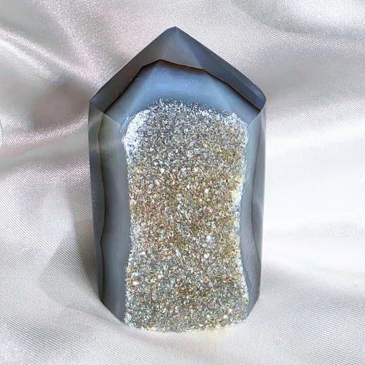 Natural Druzy Agate Crystal Tower