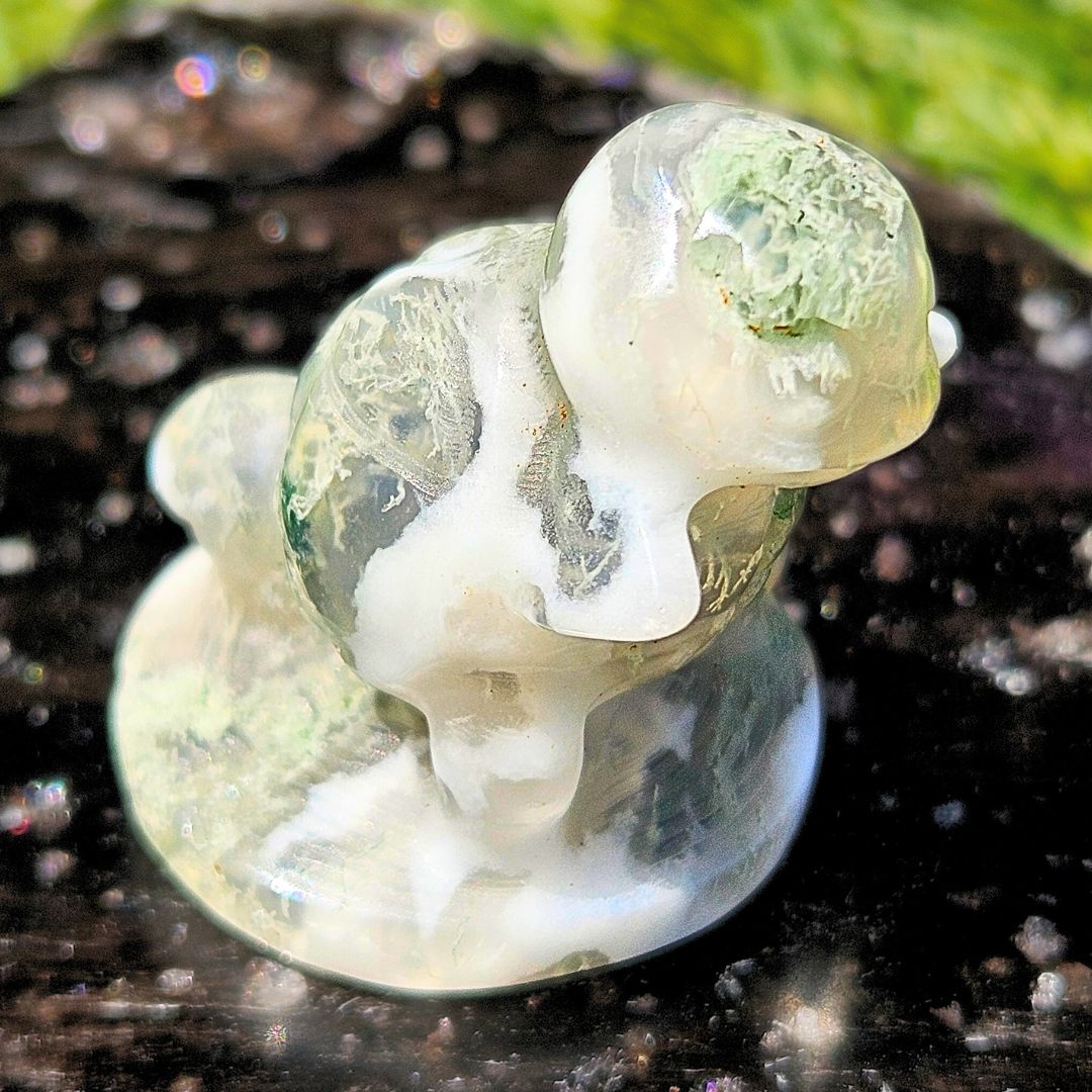Moss Agate Mini Squirtle Carving