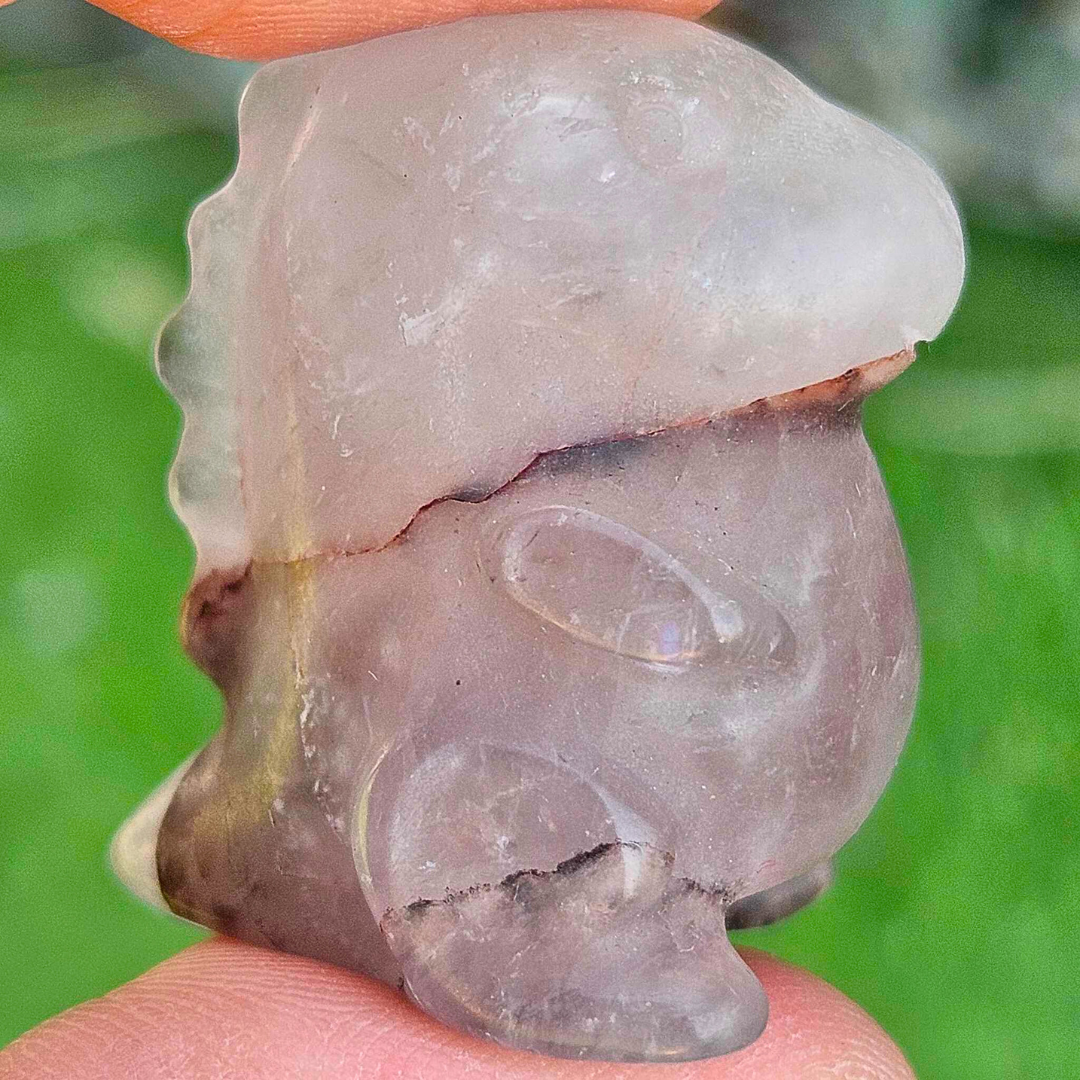 Clear Quartz & Smoky Quartz Hematite Chubby Dino