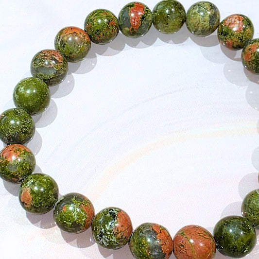 Unakite 8mm Crystal Bracelet