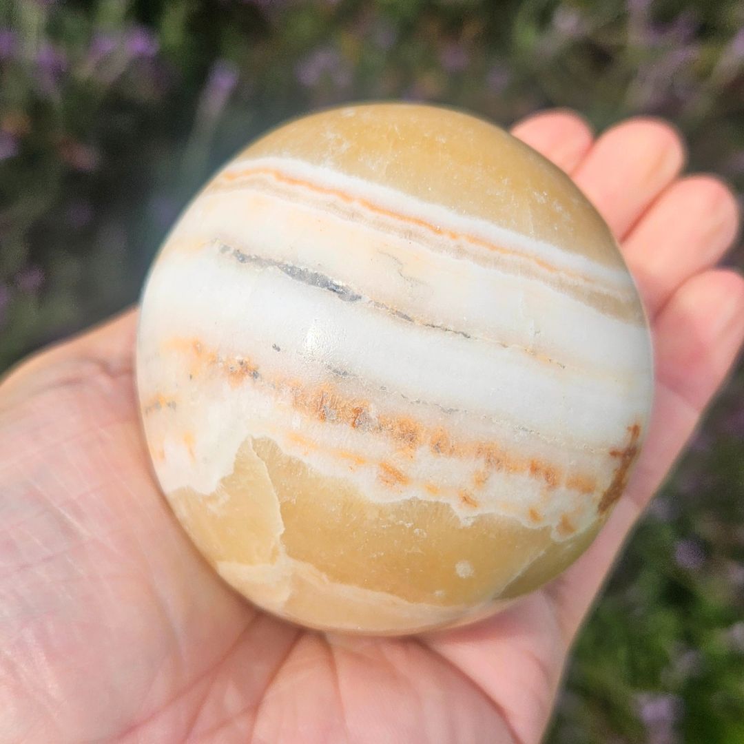 Yellow Calcite Crystal Sphere - 7cm