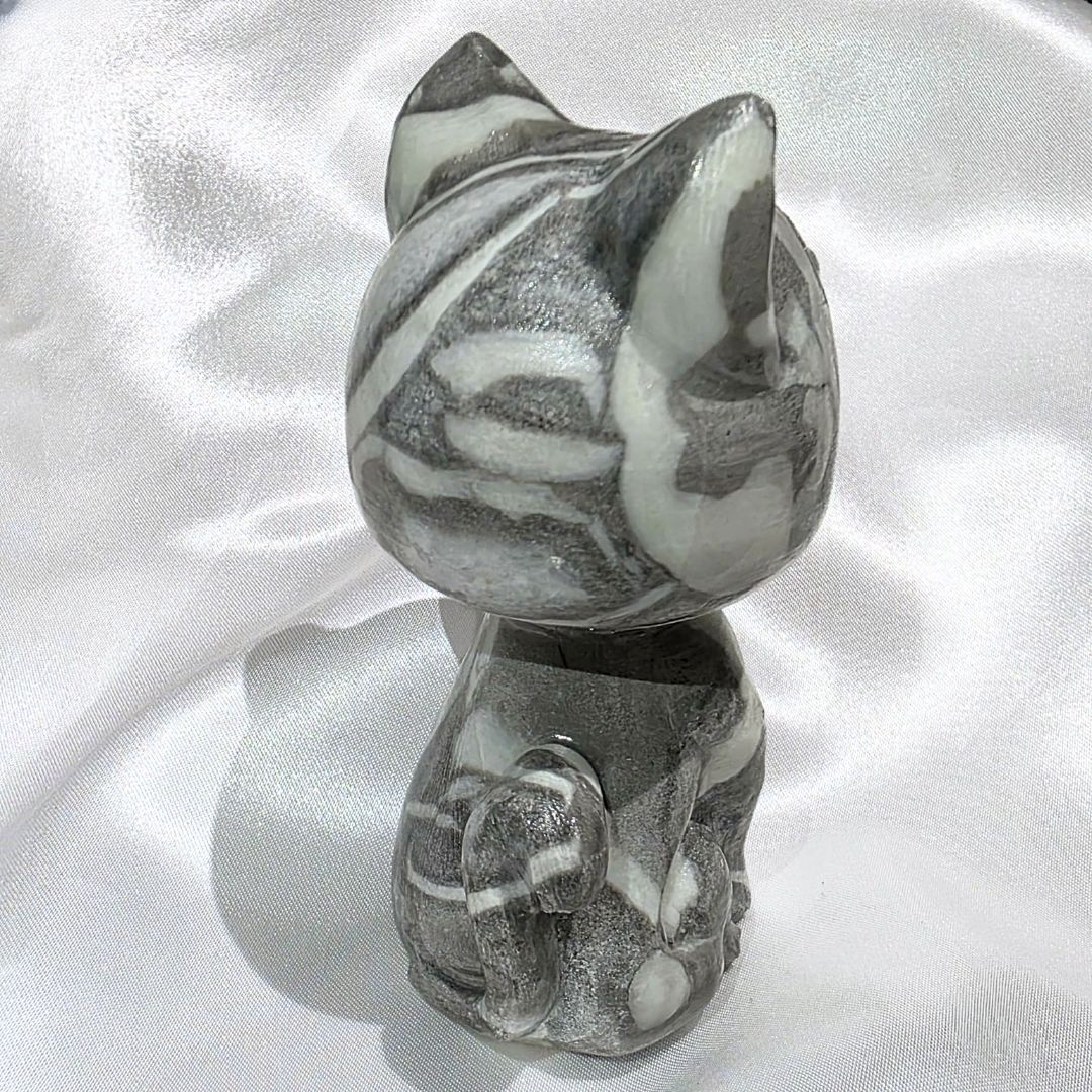 Large Picasso Jasper Luna Crystal Cat - 263g