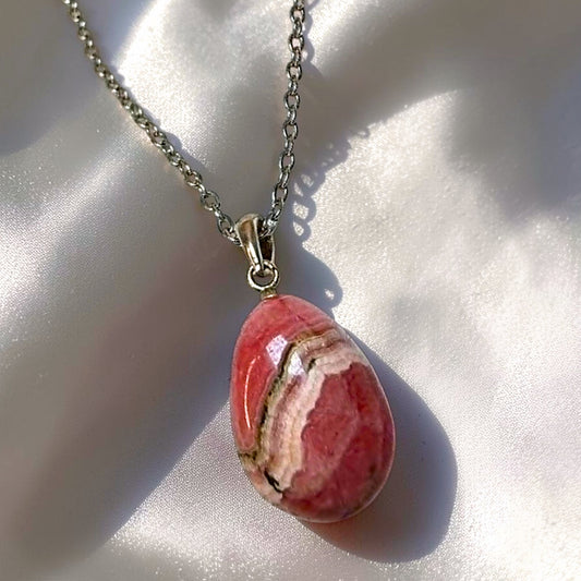 Rhodochrosite Sterling Silver Nugget Necklace