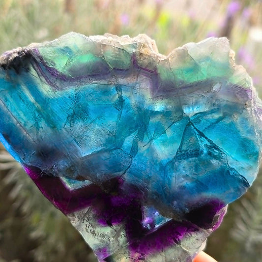 Blue Rainbow Fluorite Slab - Stand Included - 226g