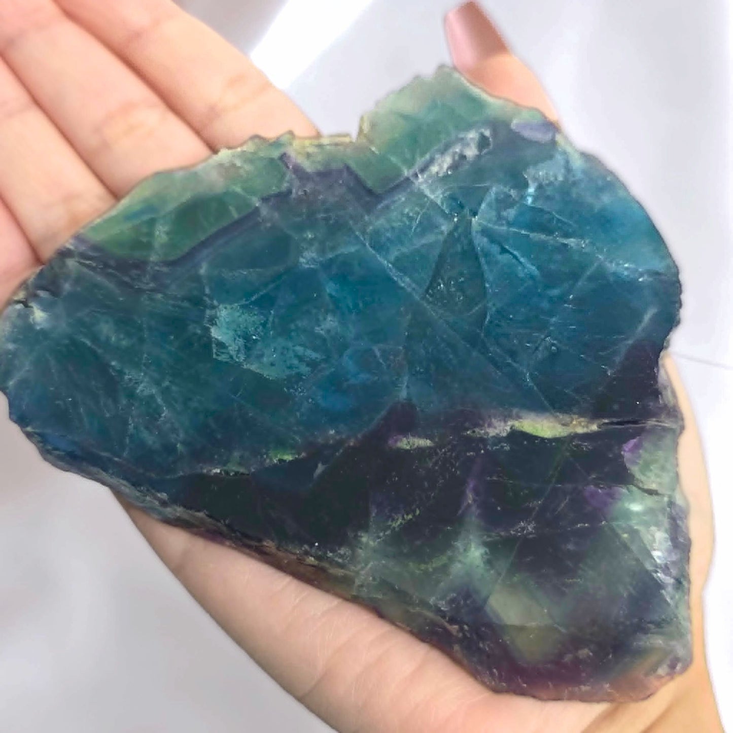 Blue Rainbow Fluorite Slab with Custom Stand (226g)