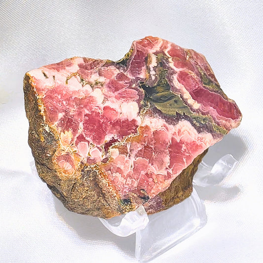 Rhodochrosite & Pyrite Semi-Polished Thick Slab - Argentina