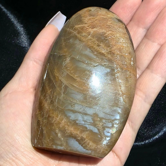 High Flash Peach Moonstone & Smoky Quartz Freeform - 244g