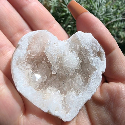 Moroccan Sugar Quartz Crystal Heart - with stand
