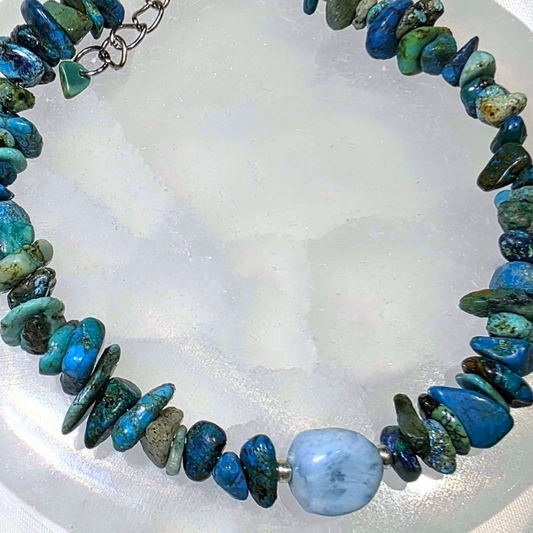 Chrysocolla with Larimar Crystal Bracelet