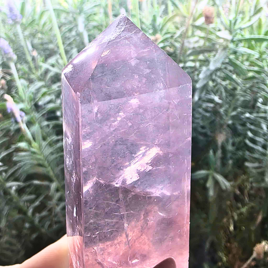 Pink-Purple Banded Fluorite Crystal Tower