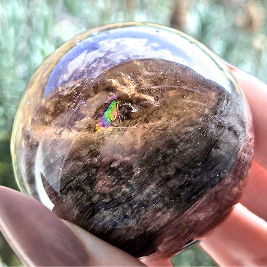 Extra Grade Thousand Layer Smoky Garden Quartz Sphere