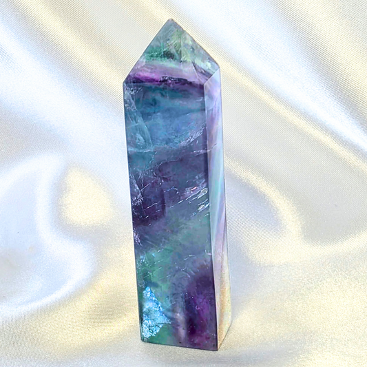 Rainbow Fluorite Crystal Tower with Phantoms
