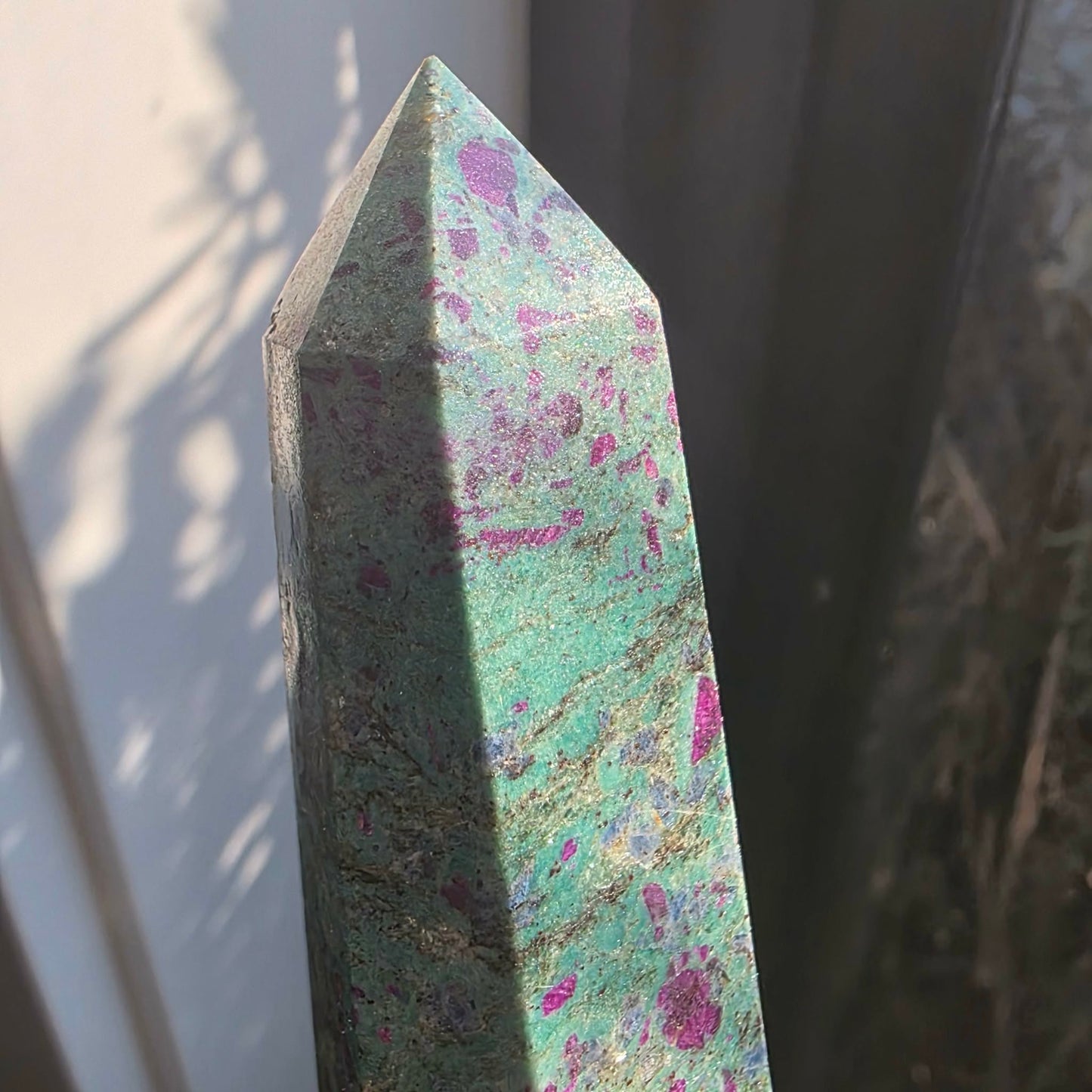 Natural Ruby in Fuchsite Tower Point - 9.8cm