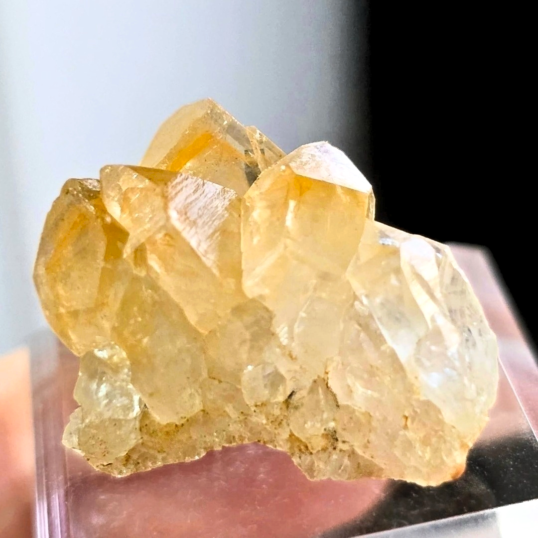 Clear Quartz with Phantom Limonite Crystal Cluster