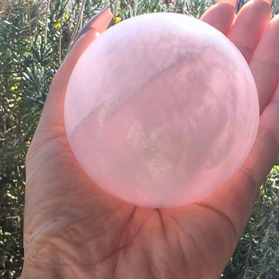 Dendritic Mangano Calcite UV Reactive Pink Sphere - 398g