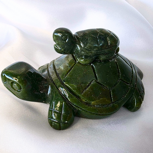 Serpentine Crystal Hand-Carved Turtles - 228g
